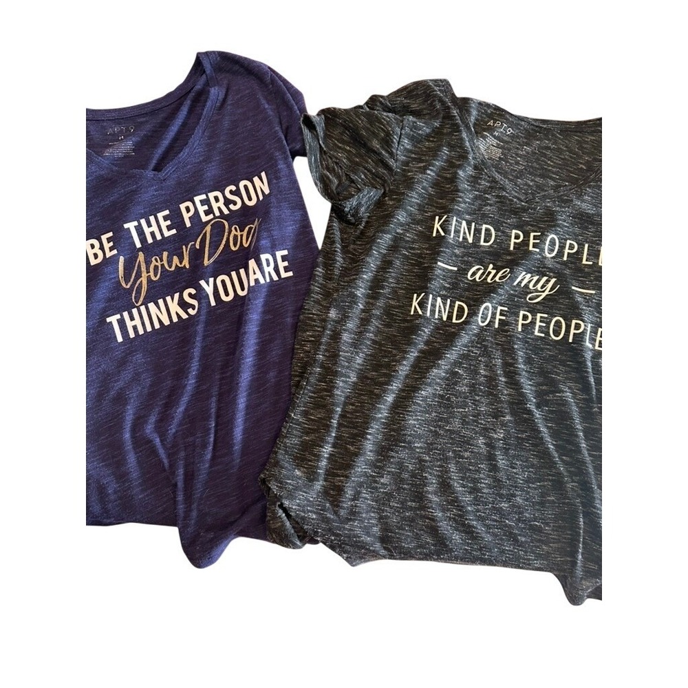Apt‎ 9 Womens Graphic T-Shirt Bundle Blue Black Kind People Dog Quote Size M 2pc